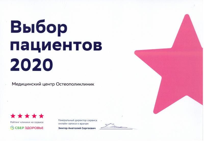 Выбор пациентов 2020 года от СБЕР Здоровье