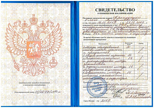 Свидетельство о повышении квалификации по программе ТУ «Современные методы диагностики и лечения. Патология шейки матки и эндометрия» при НОУ «Центр последипломного образования врачей»